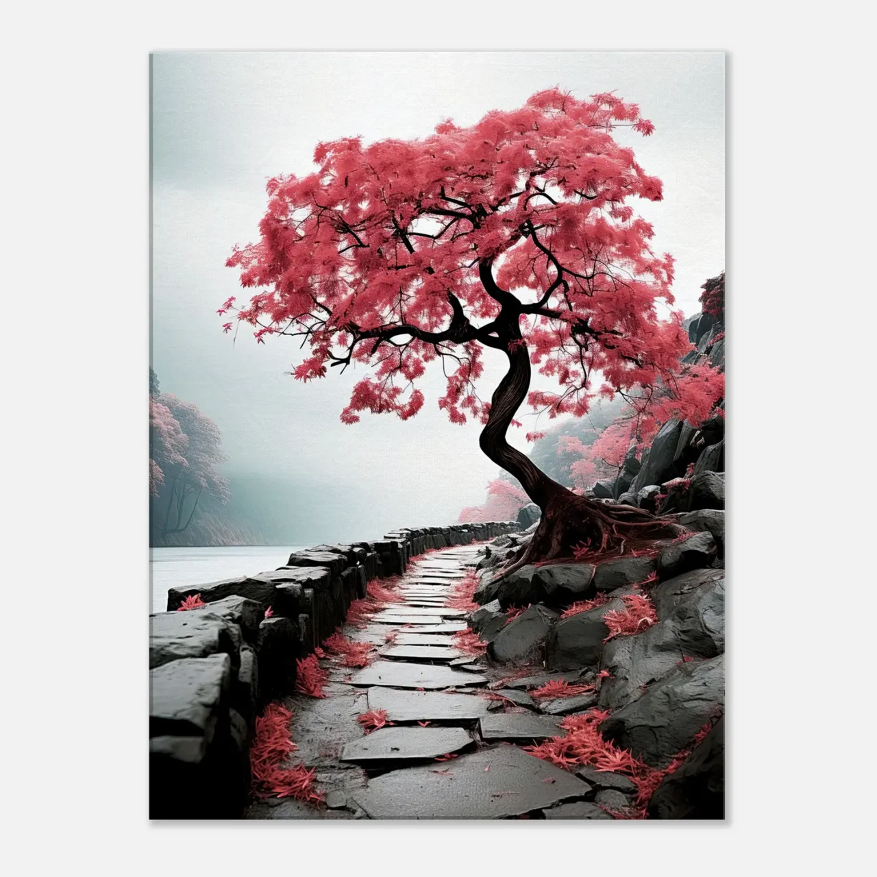 chemin zen bichrome et cerisier