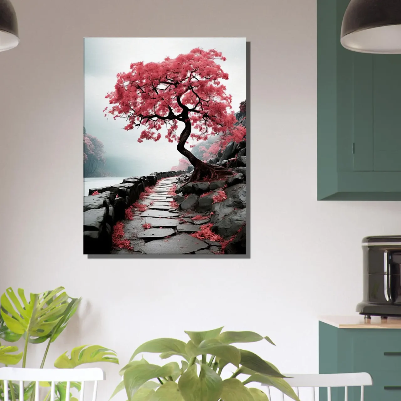 chemin zen bichrome et cerisier