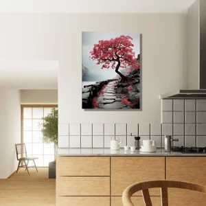 chemin zen bichrome et cerisier