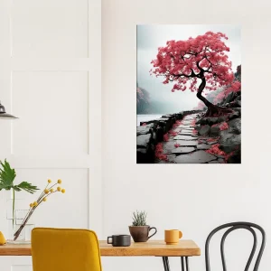 chemin zen bichrome et cerisier