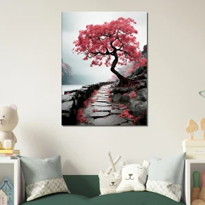 chemin zen bichrome et cerisier