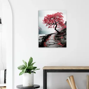 chemin zen bichrome et cerisier