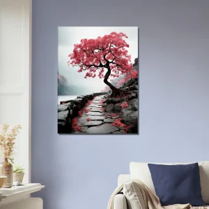 chemin zen bichrome et cerisier