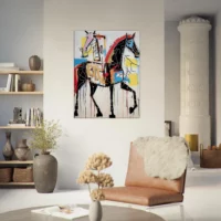 Cavalcade Abstraite: Art Équestre Contemporain cheval abstrait basquiat