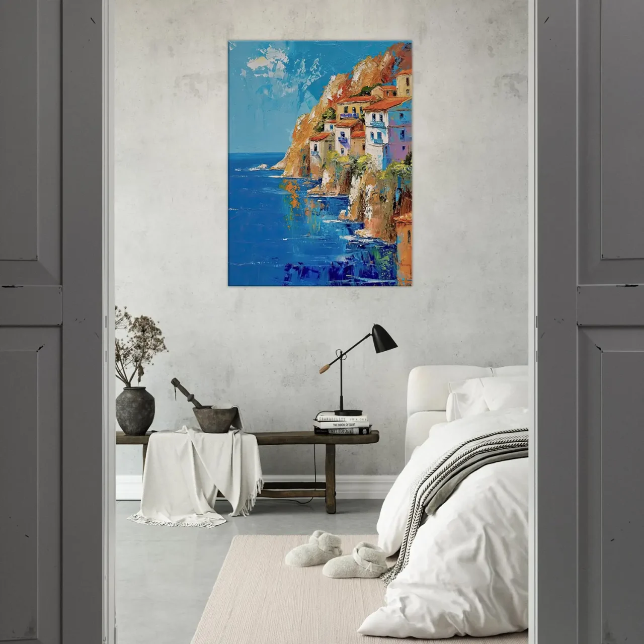 cote méditerranéenne grecque, peinture a l'huile