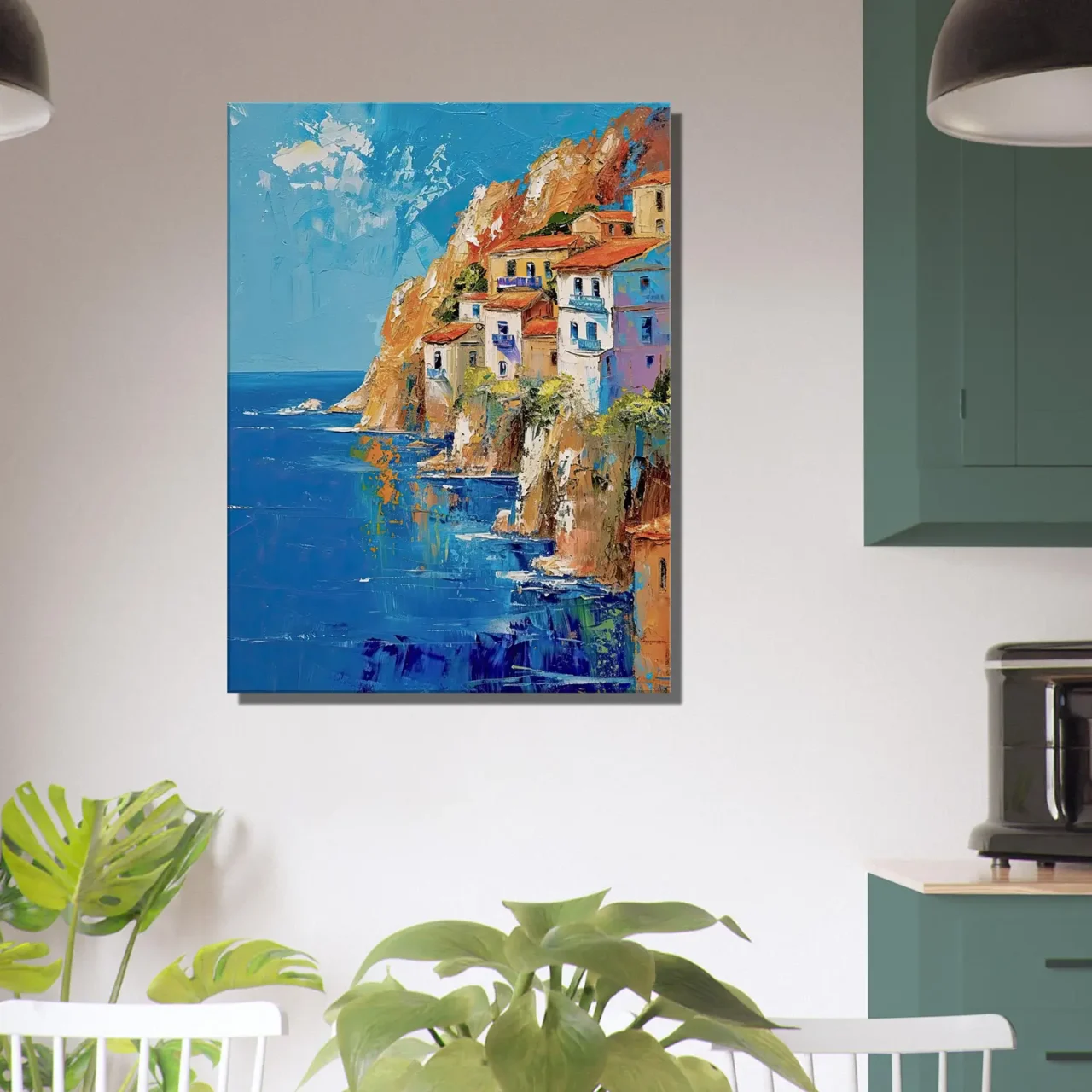 cote méditerranéenne grecque, peinture a l'huile