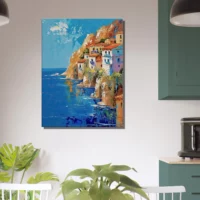 cote méditerranéenne grecque, peinture a l'huile