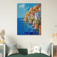 cote méditerranéenne grecque, peinture a l'huile