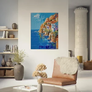 cote méditerranéenne grecque, peinture a l'huile