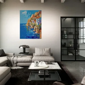 cote méditerranéenne grecque, peinture a l'huile