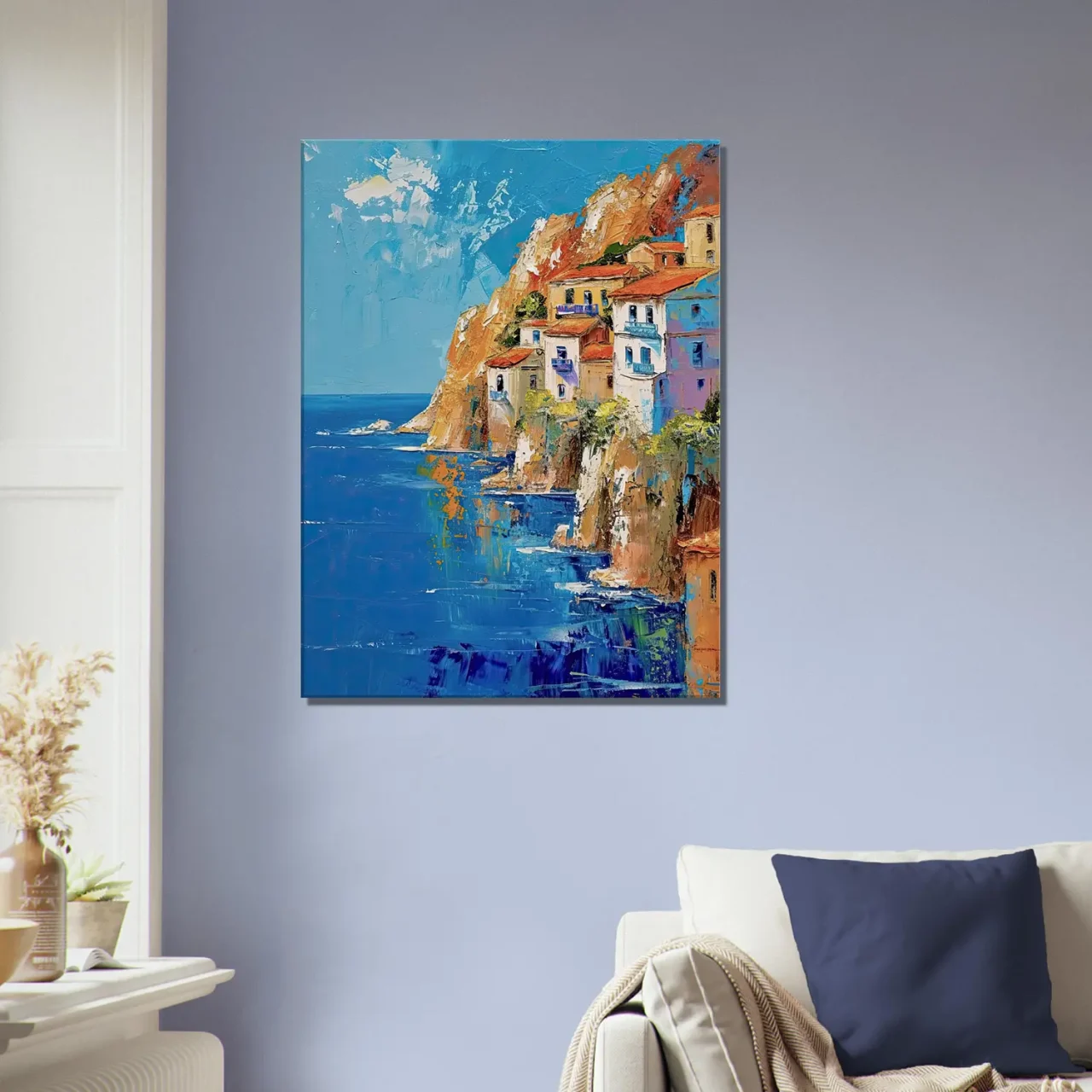 cote méditerranéenne grecque, peinture a l'huile