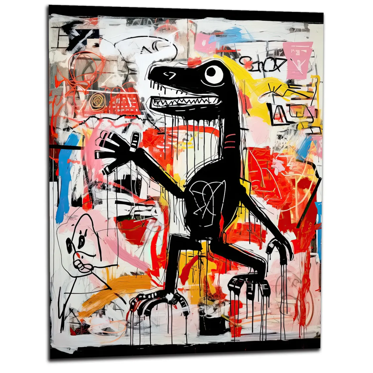 Tableau Dinosaure Abstrait: Hommage à Basquiat tableau basquiat, le dinosaure