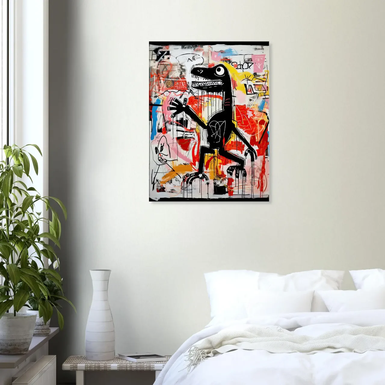 Tableau Dinosaure Abstrait: Hommage à Basquiat tableau basquiat, le dinosaure