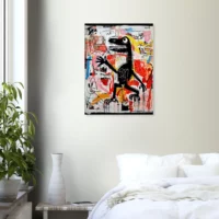 Tableau Dinosaure Abstrait: Hommage à Basquiat tableau basquiat, le dinosaure