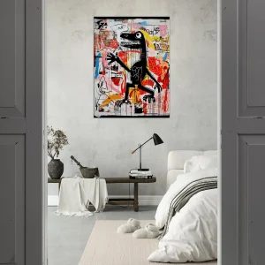 Tableau Dinosaure Abstrait: Hommage à Basquiat tableau basquiat, le dinosaure