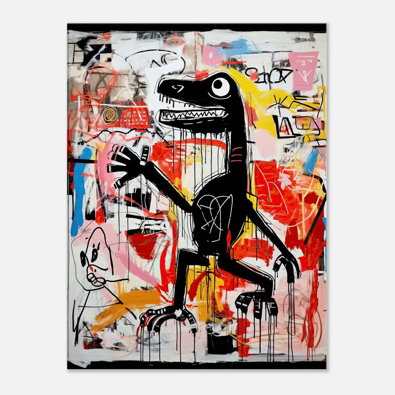Tableau Dinosaure Abstrait: Hommage à Basquiat tableau basquiat, le dinosaure
