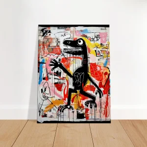 Tableau Dinosaure Abstrait: Hommage à Basquiat tableau basquiat, le dinosaure
