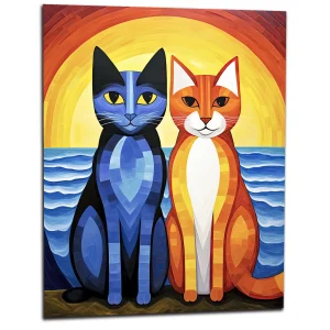 Duo de chats au coucher de soleil