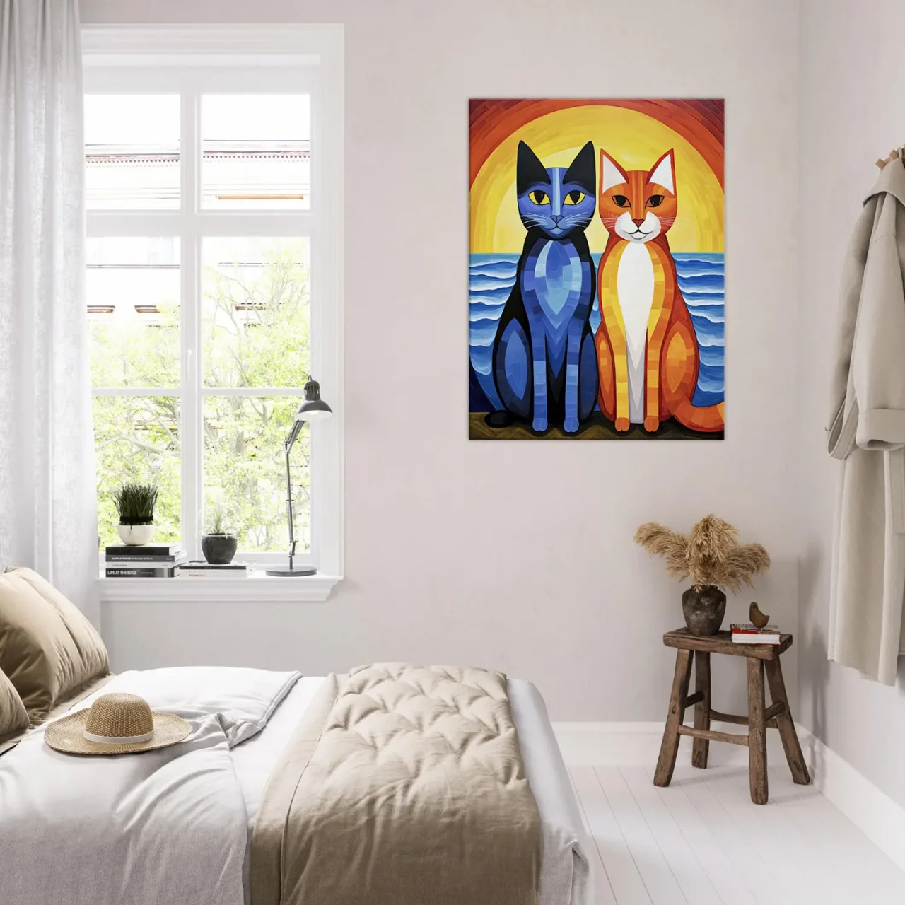 Duo de chats au coucher de soleil duo de chats au coucher de soleil