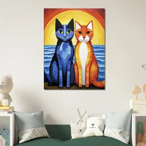 Duo de chats au coucher de soleil duo de chats au coucher de soleil