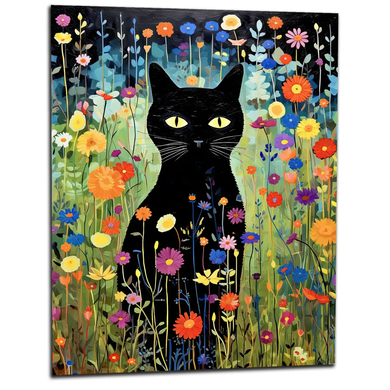 Le Chat noir de Klimt parmi les Fleurs jardin floral et chat noir de klimt
