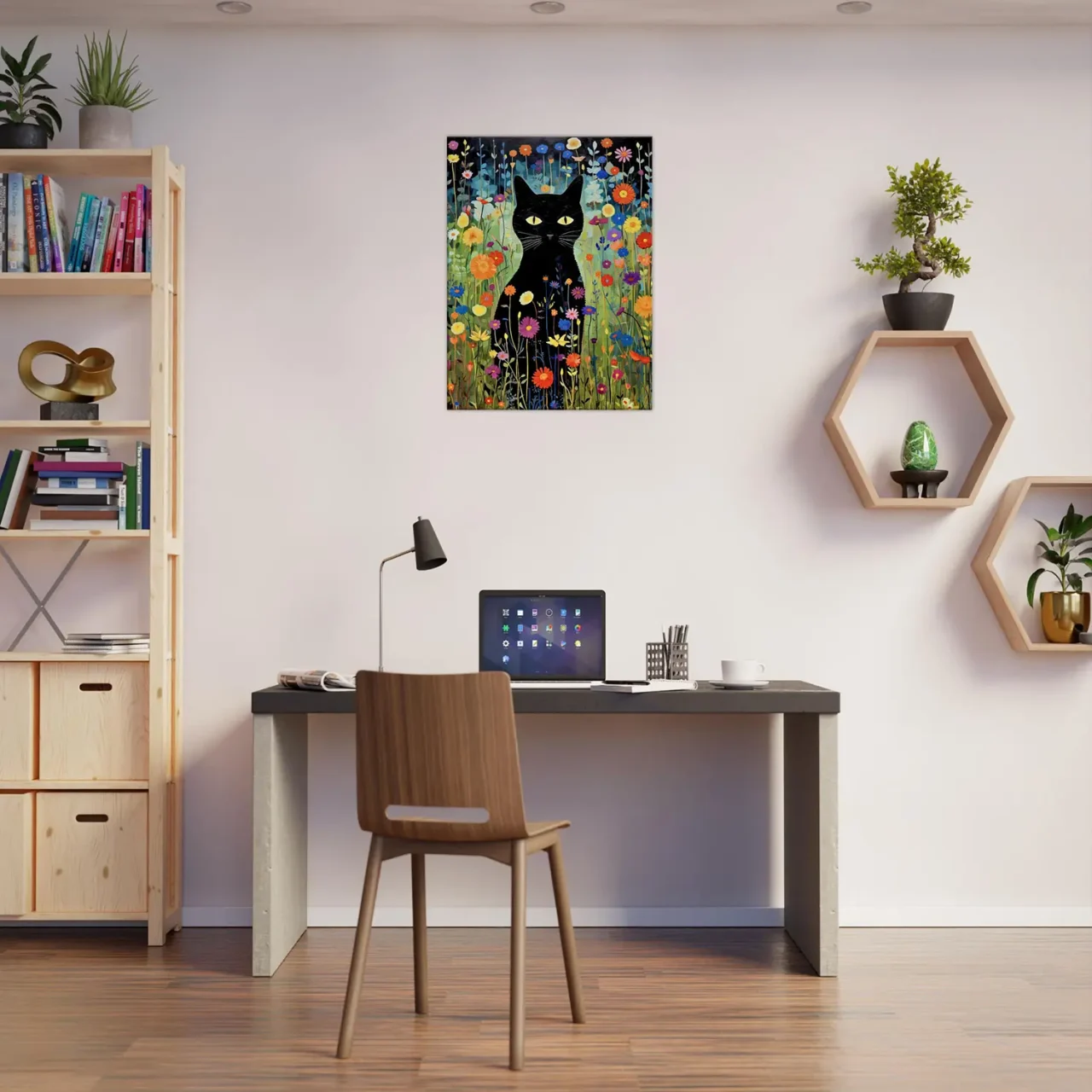 Le Chat noir de Klimt parmi les Fleurs jardin floral et chat noir de klimt