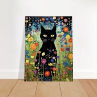 Le Chat noir de Klimt parmi les Fleurs jardin floral et chat noir de klimt