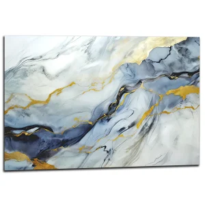 Cadre Veines de la Terre: Marbre et Or Abstrait marbre bleu doré abstrait