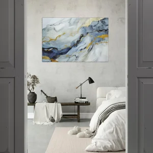 Cadre Veines de la Terre: Marbre et Or Abstrait marbre bleu doré abstrait