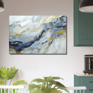 Cadre Veines de la Terre: Marbre et Or Abstrait marbre bleu doré abstrait