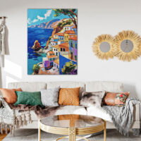 peinture de la côte grecque méditerranéenne