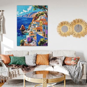 peinture de la côte grecque méditerranéenne