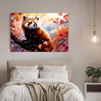 Panda roux sur sa branche d’automne panda roux sur sa branche d'automne