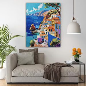 peinture de la côte grecque méditerranéenne