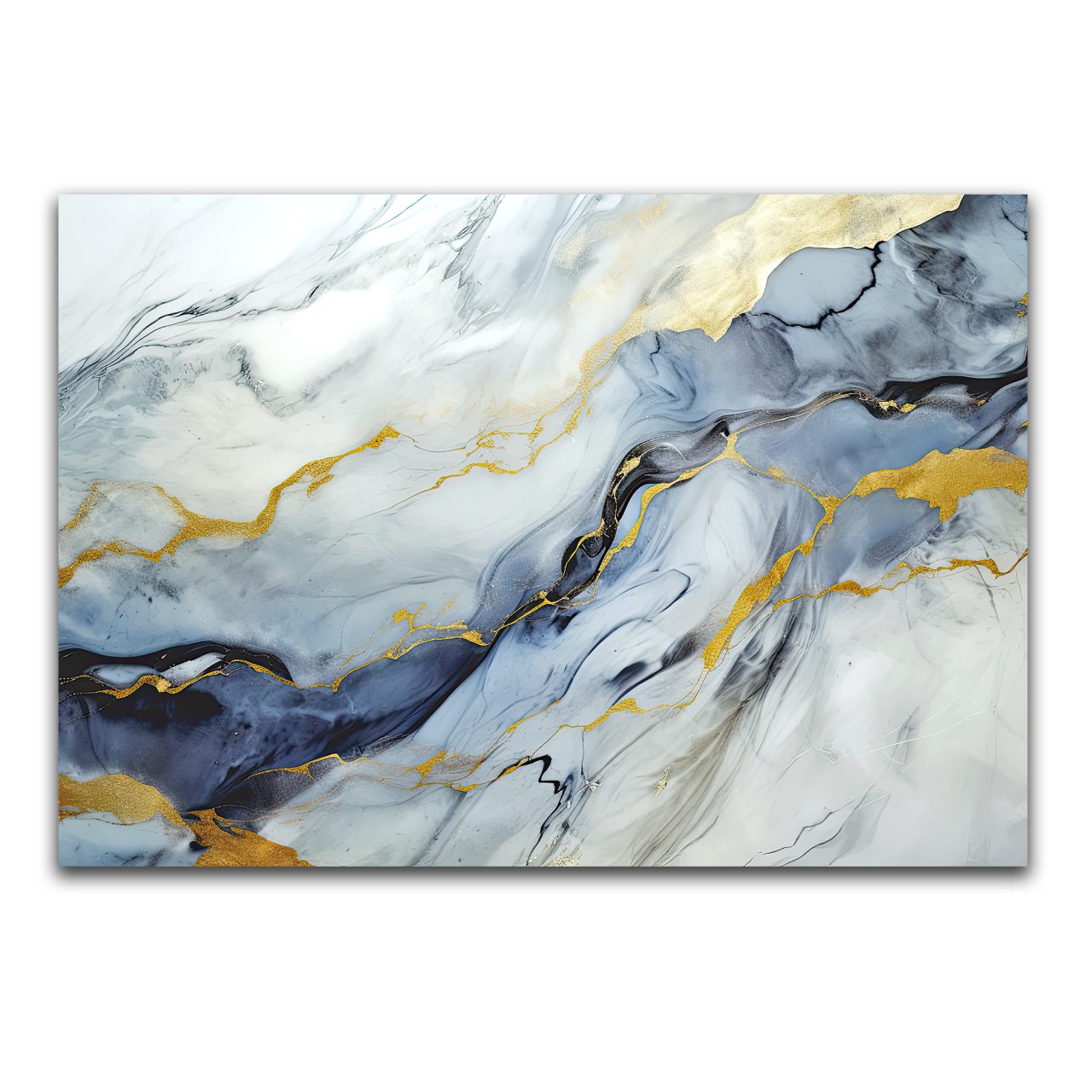 Cadre Veines de la Terre: Marbre et Or Abstrait marbre bleu doré abstrait