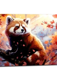 panda roux sur sa branche d'automne