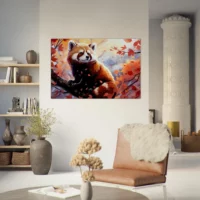 Panda roux sur sa branche d’automne panda roux sur sa branche d'automne