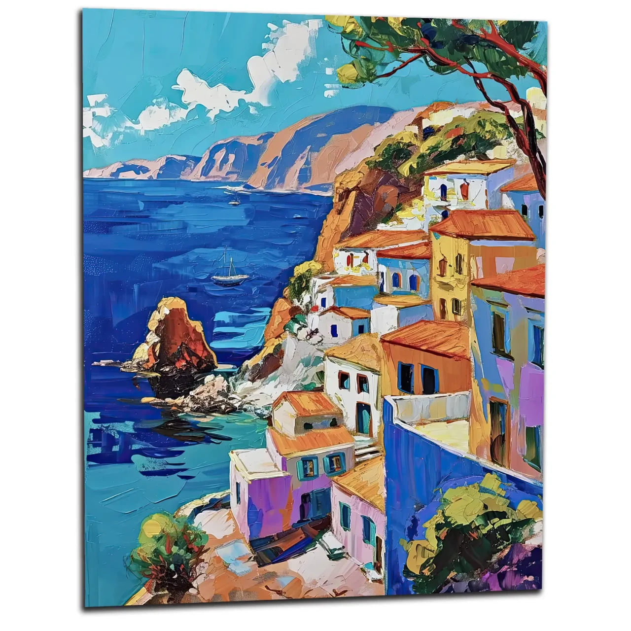 peinture de la côte grecque méditerranéenne