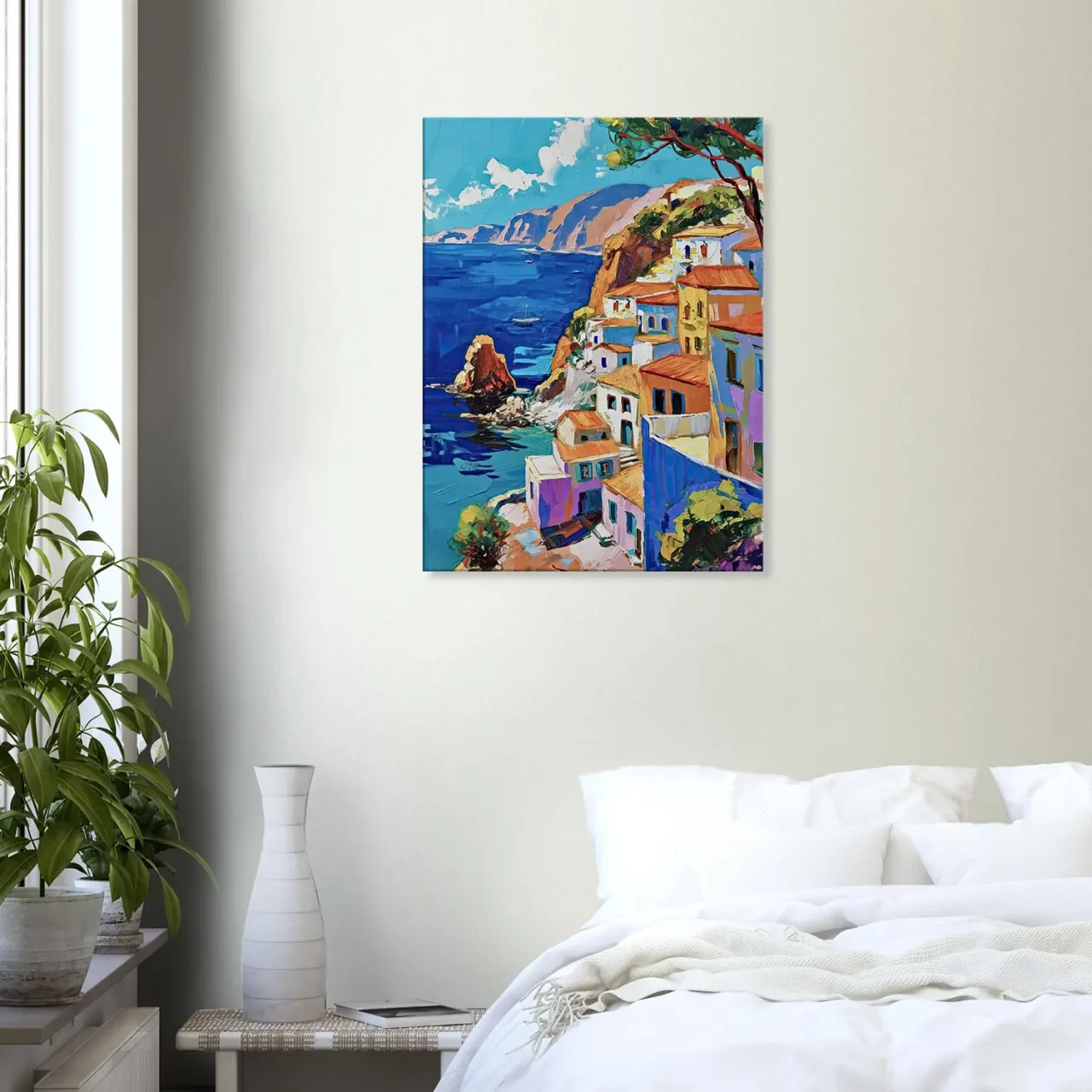 peinture de la côte grecque méditerranéenne