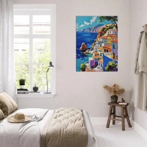 peinture de la côte grecque méditerranéenne