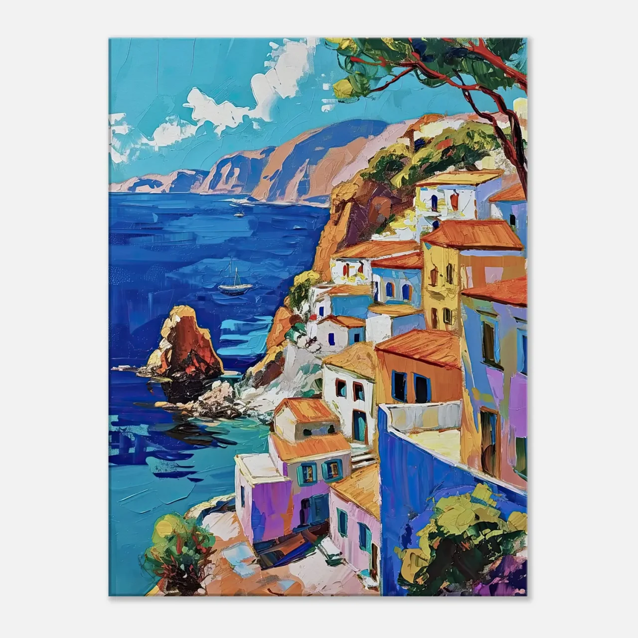 peinture de la côte grecque méditerranéenne