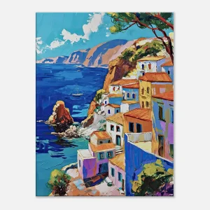 peinture de la côte grecque méditerranéenne