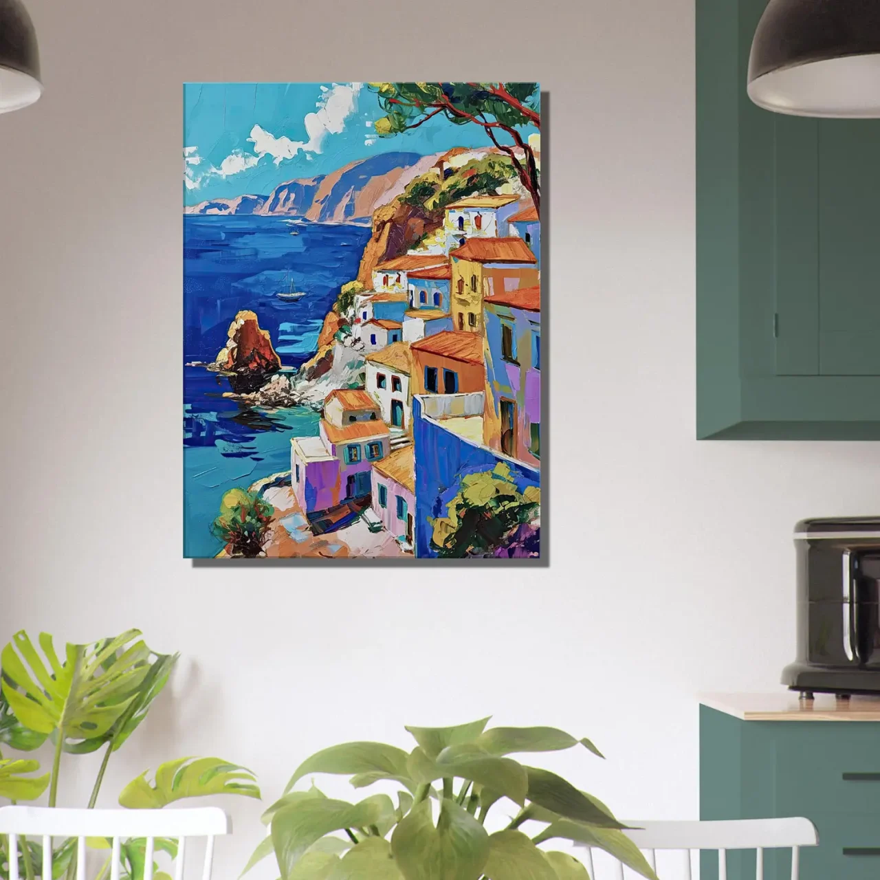 peinture de la côte grecque méditerranéenne