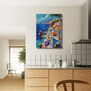 peinture de la côte grecque méditerranéenne