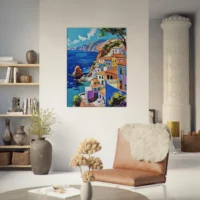 peinture de la côte grecque méditerranéenne