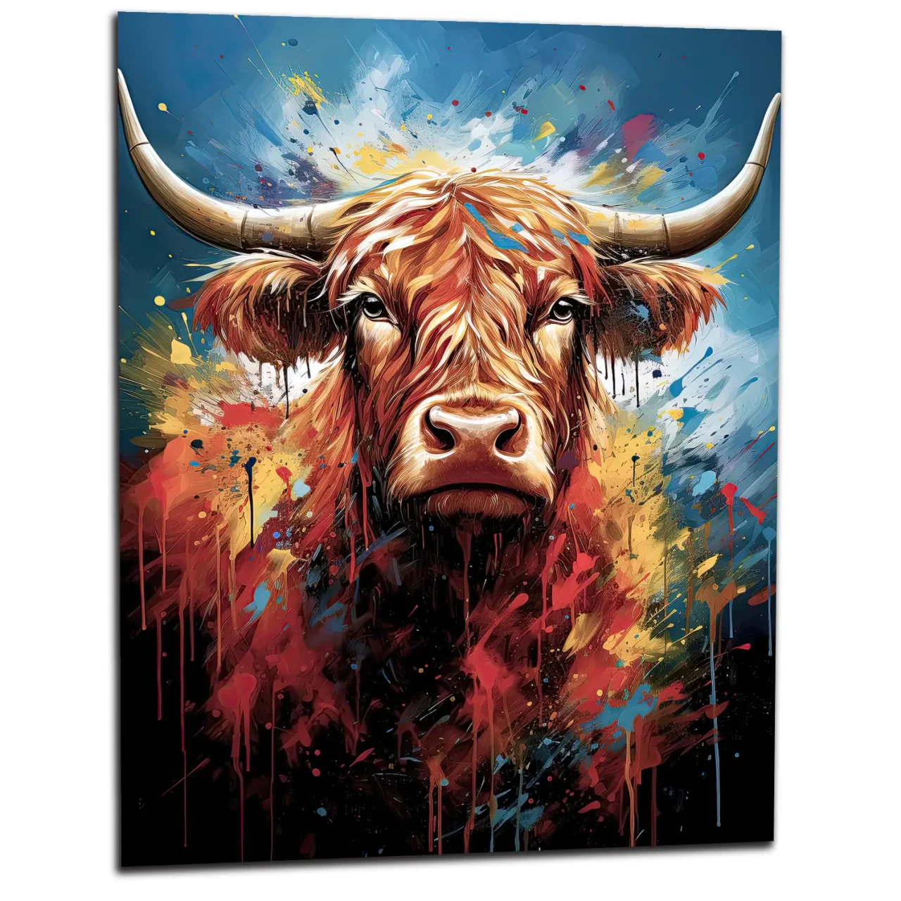 Tableau Vache Highland Colorée sur Toile tableau vache highland colorée sur toile