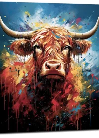 tableau vache highland colorée sur toile