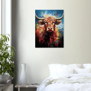 Tableau Vache Highland Colorée sur Toile peinture vache highland