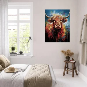 Tableau Vache Highland Colorée sur Toile peinture vache highland