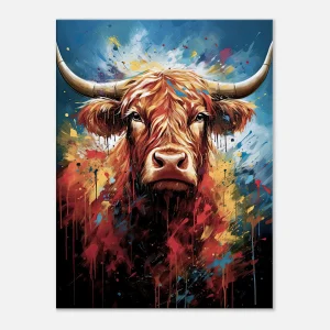 Tableau Vache Highland Colorée sur Toile peinture vache highland